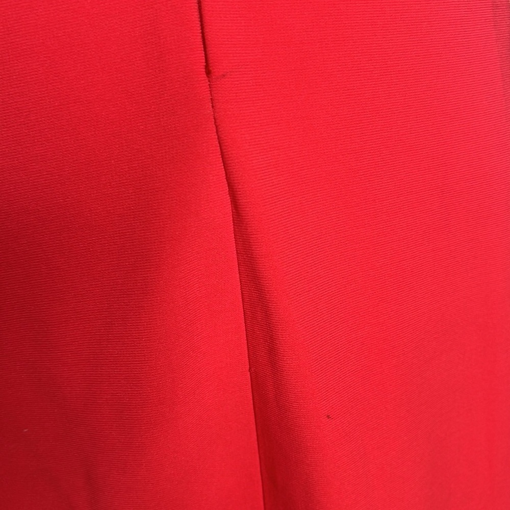 Escada Sz 40 Poppy Red Rouched Back Short Sleeve Front Zip Stretch Poly Dress - Picture 7 of 9